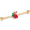 BodyCandy 14G Gold Tone Glitter Santa Red Christmas Industrial Barbell 38mm — main product shot