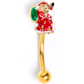 BodyCandy 16G 5/16 Gold Tone Glitter Santa Red Curved Eyebrow Ring — main product shot