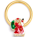 BodyCandy 16G 3/8 Gold Tone Glitter Santa Red Christmas BCR Captive Ring — main product shot