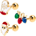BodyCandy 16G 1/4 Gold Tone Santa Mitten Lights Cartilage Tragus Set of 3 — main product shot