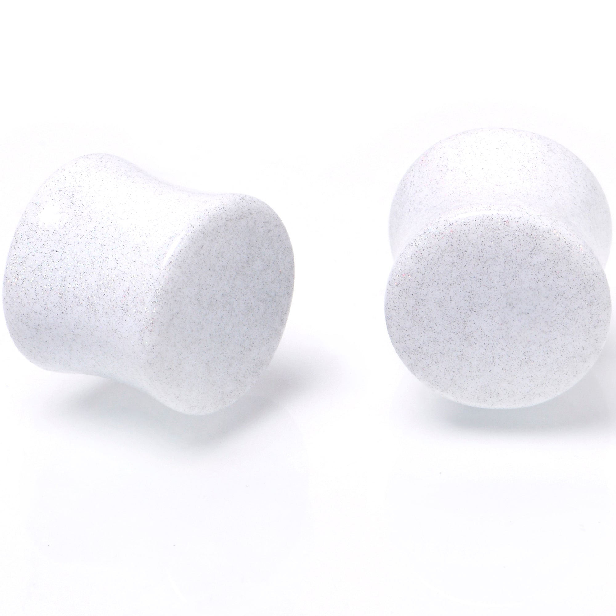 BodyCandy White Shimmer Acrylic Double Flare Plug Set 6mm to 20mm Sizes — packaging