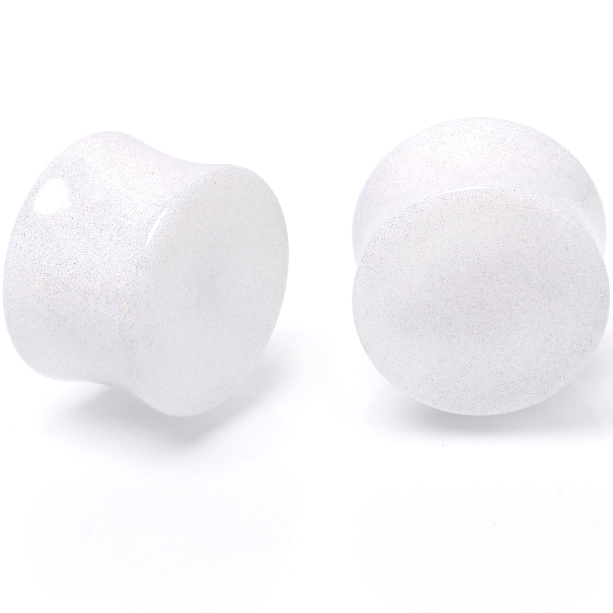 BodyCandy White Shimmer Acrylic Double Flare Plug Set 6mm to 20mm Sizes — in-use photo