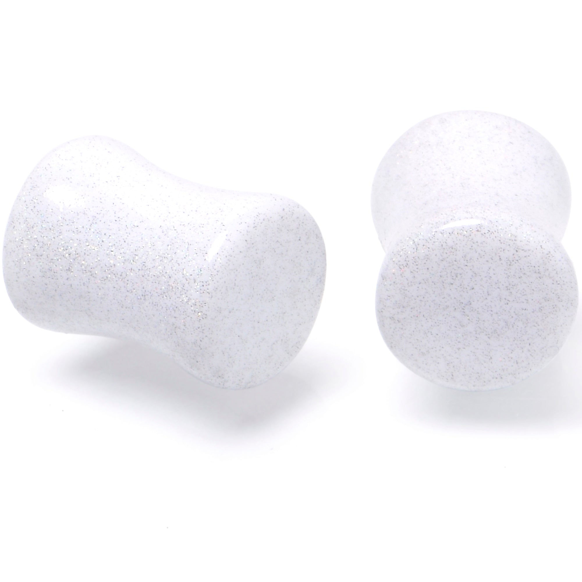 BodyCandy White Shimmer Acrylic Double Flare Plug Set 6mm to 20mm Sizes — lifestyle context