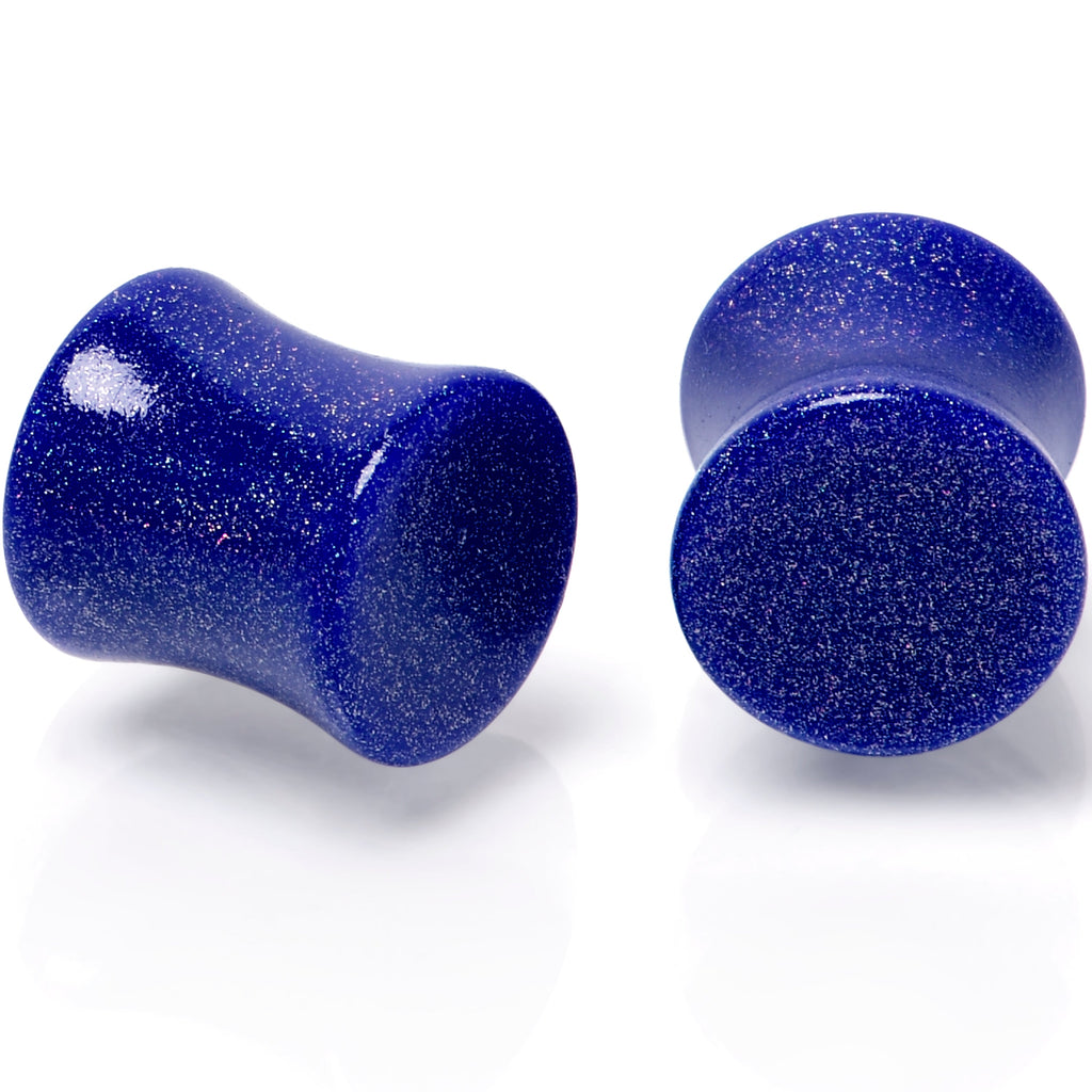 BodyCandy Blue Shimmer Acrylic Saddle Plug Set 6mm to 20mm Sizes — side view