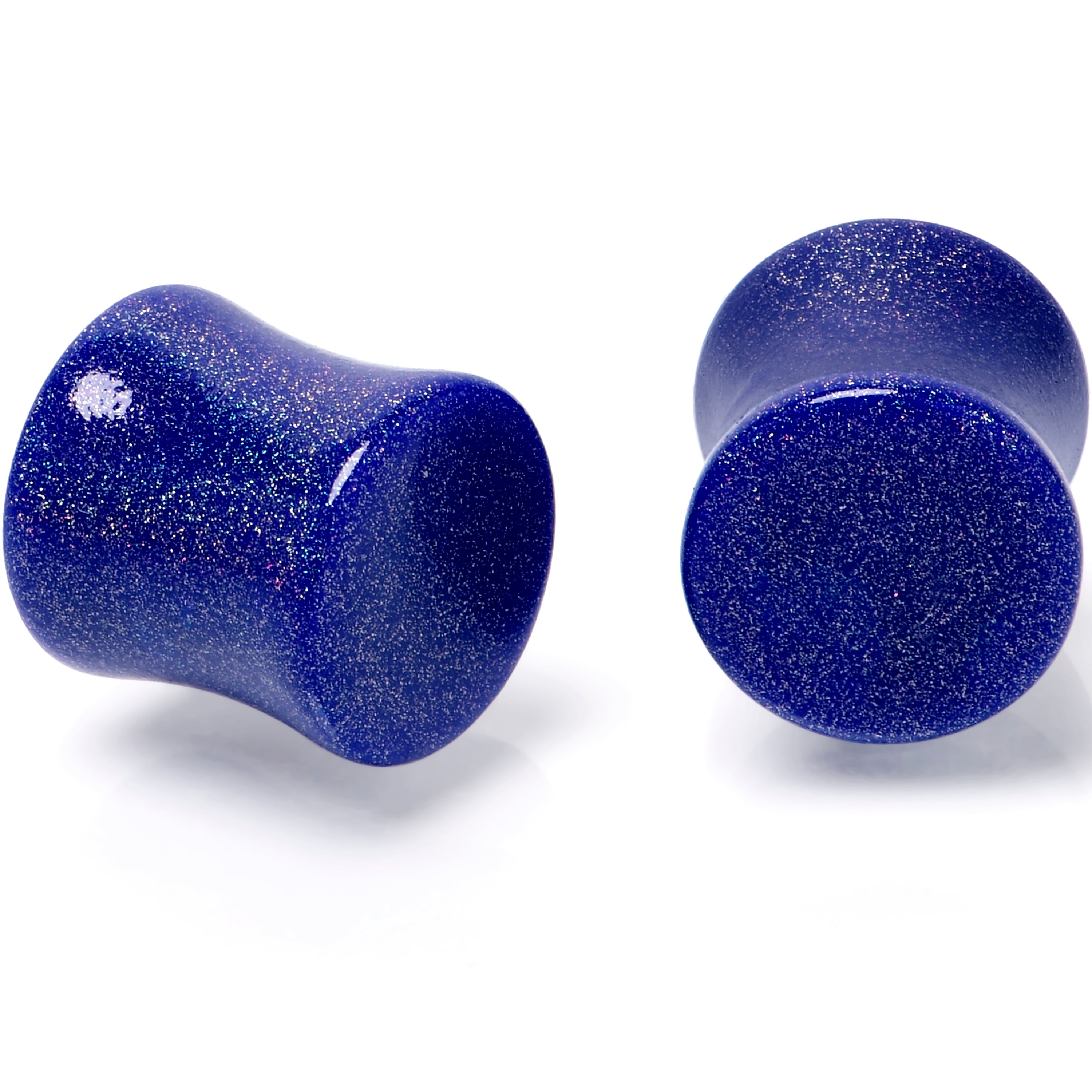 BodyCandy Blue Shimmer Acrylic Saddle Plug Set 6mm to 20mm Sizes — back view