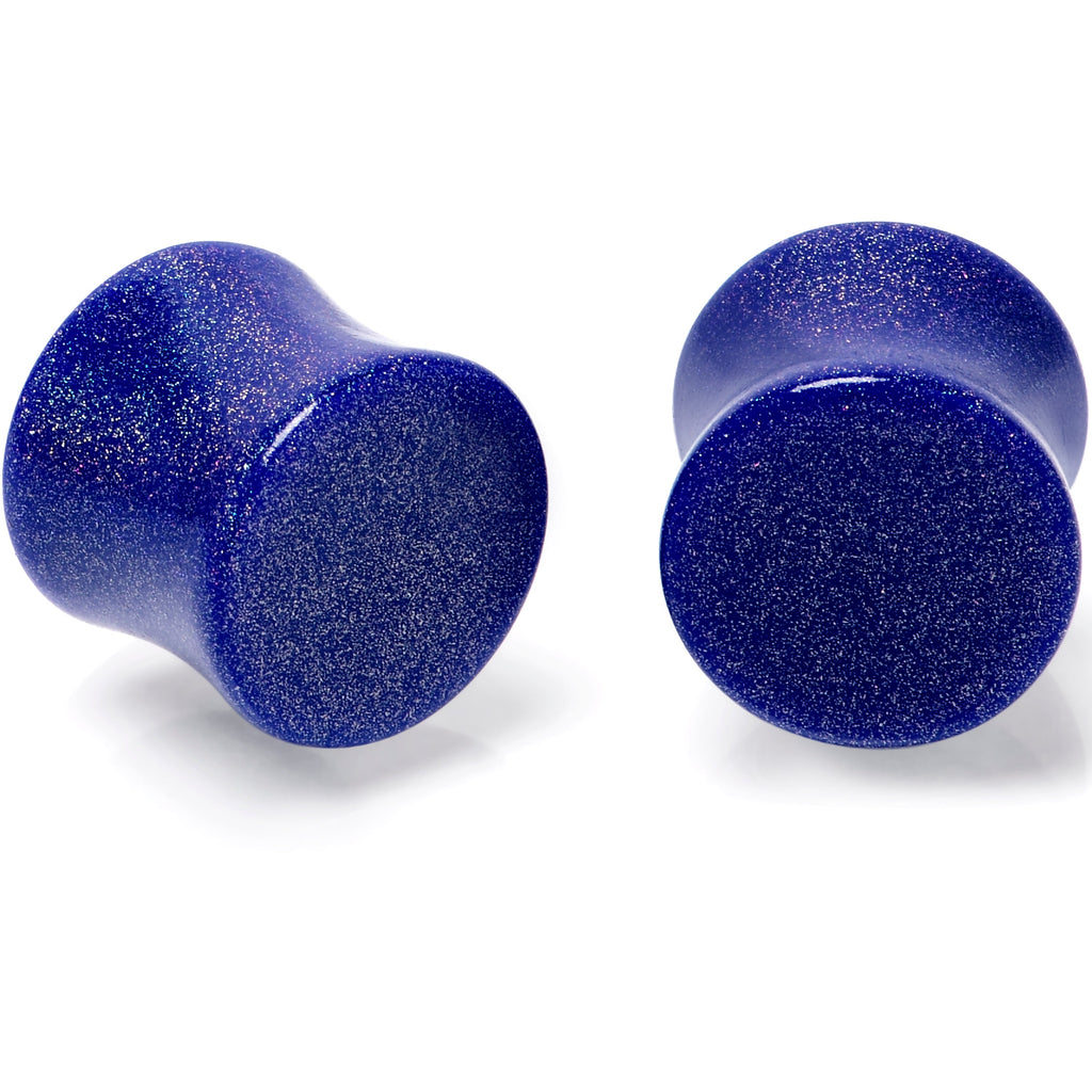 BodyCandy Blue Shimmer Acrylic Saddle Plug Set 6mm to 20mm Sizes — alternative angle
