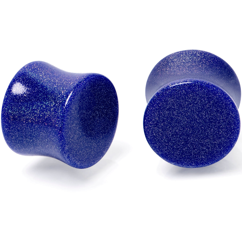 BodyCandy Blue Shimmer Acrylic Saddle Plug Set 6mm to 20mm Sizes — in-use photo