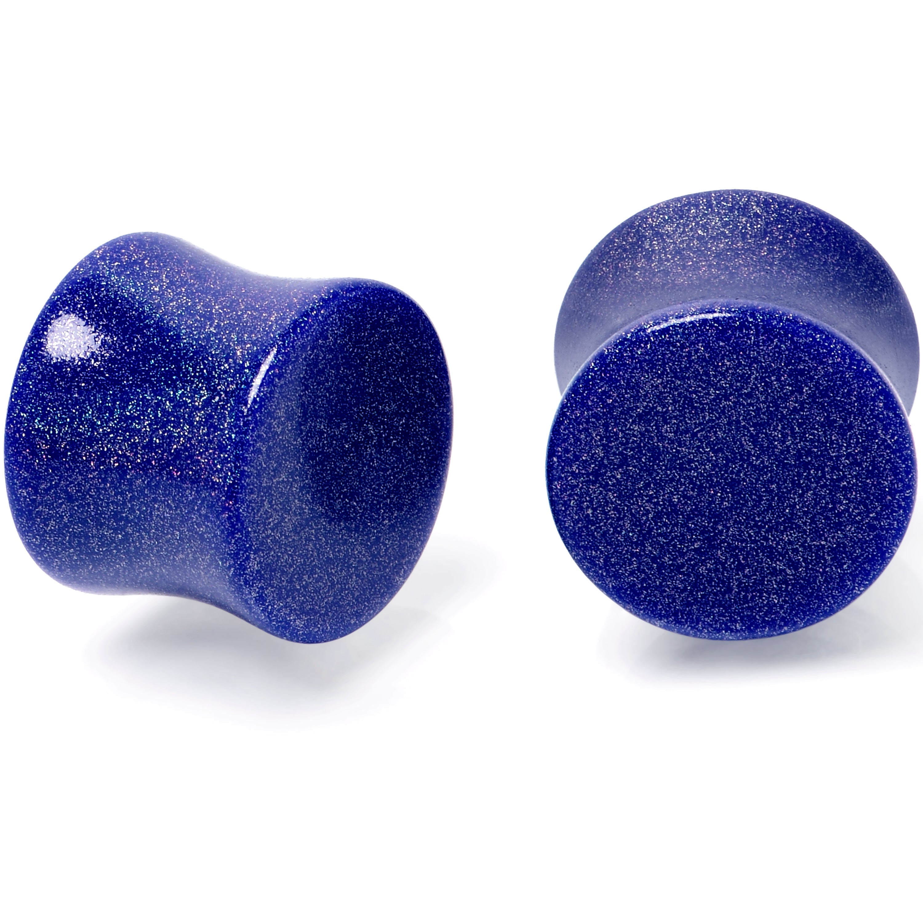 BodyCandy Blue Shimmer Acrylic Saddle Plug Set 6mm to 20mm Sizes — in-use photo
