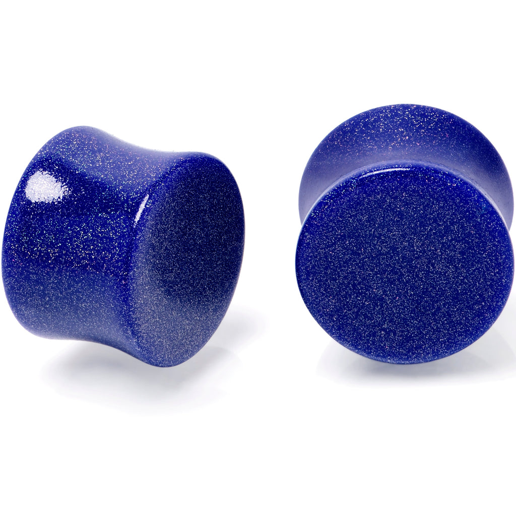 BodyCandy Blue Shimmer Acrylic Saddle Plug Set 6mm to 20mm Sizes — size reference