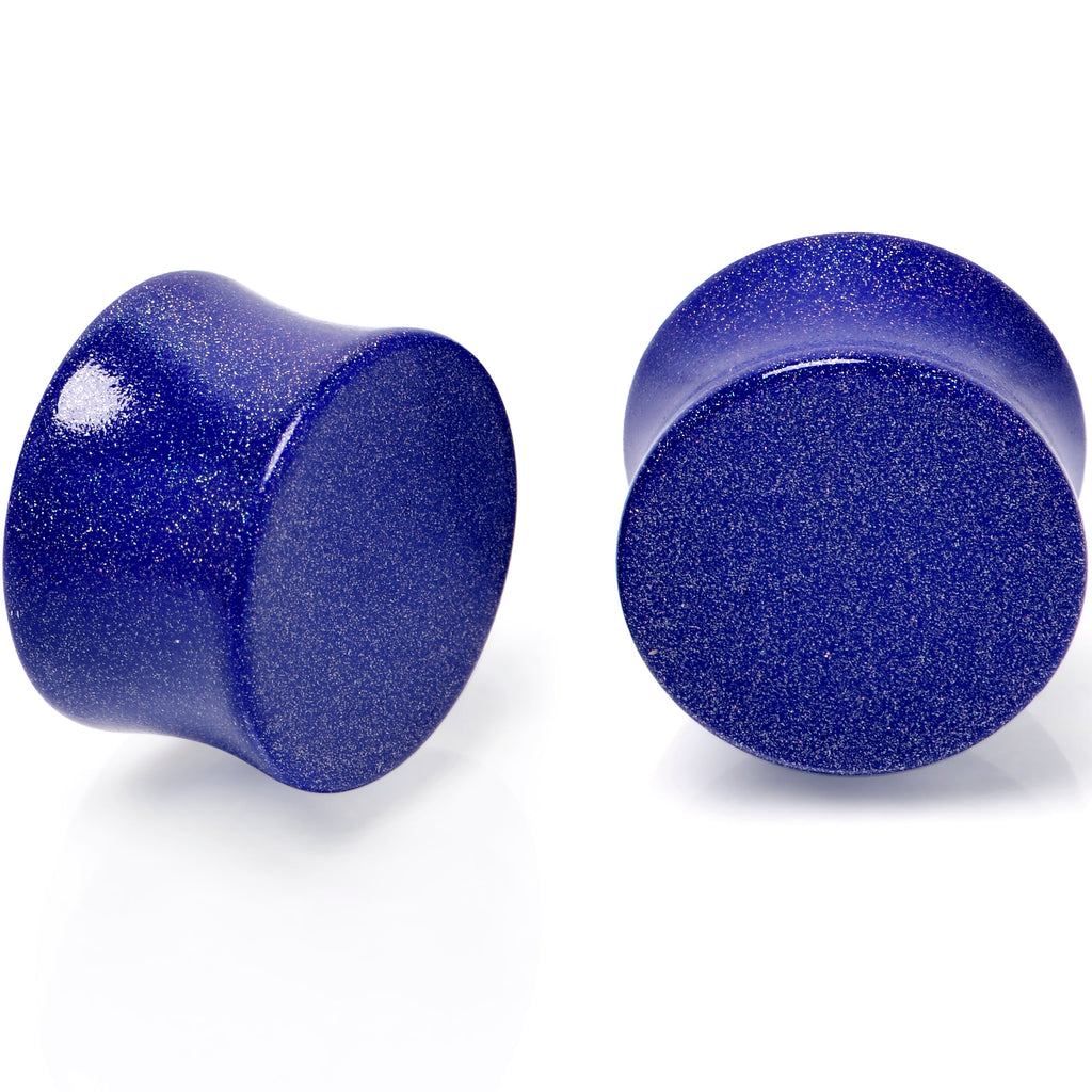 BodyCandy Blue Shimmer Acrylic Saddle Plug Set 6mm to 20mm Sizes — color detail
