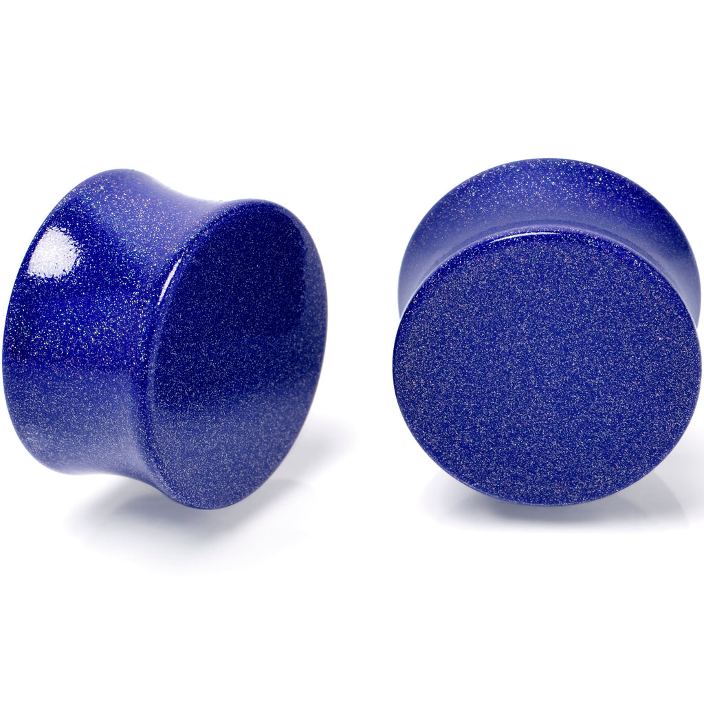 BodyCandy Blue Shimmer Acrylic Saddle Plug Set 6mm to 20mm Sizes — main product shot