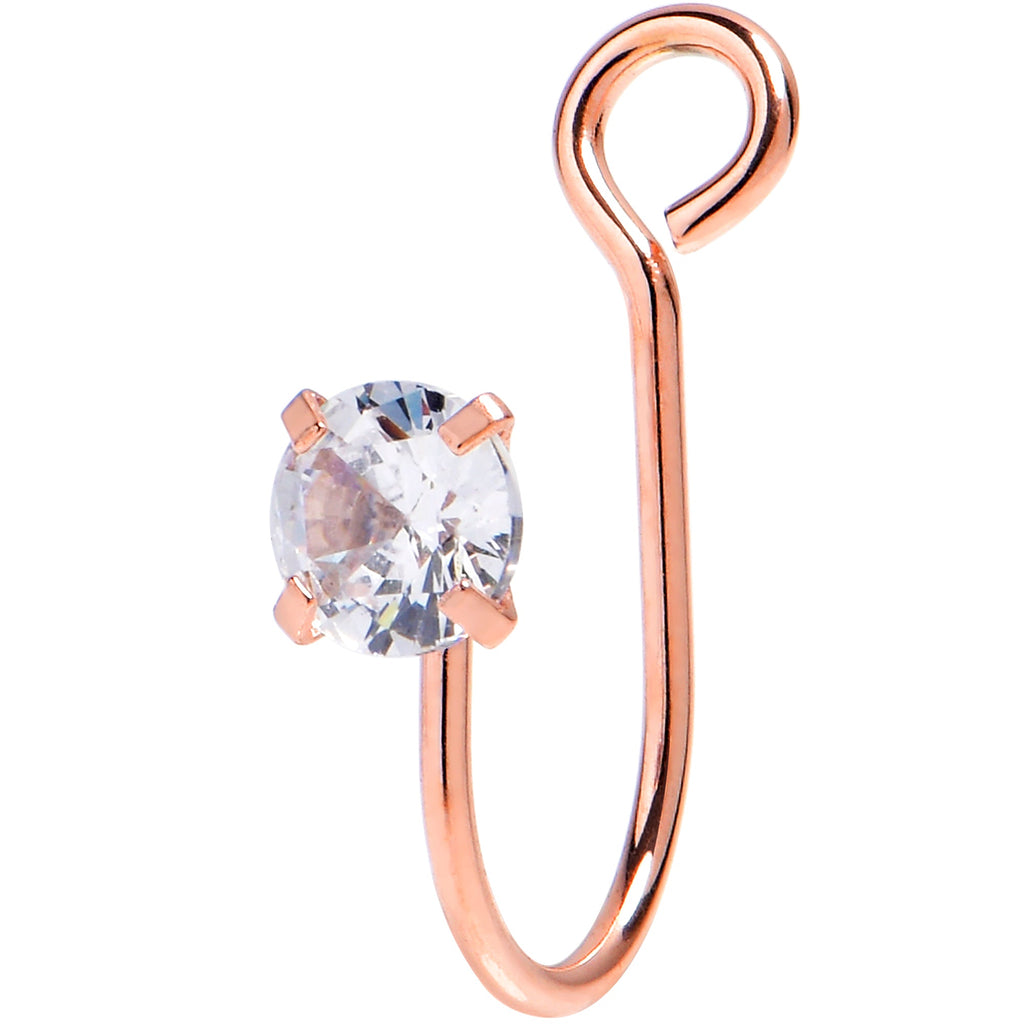 BodyCandy Rose Gold Stainless Steel CZ Clip on Fake Nose Ring — main product shot
