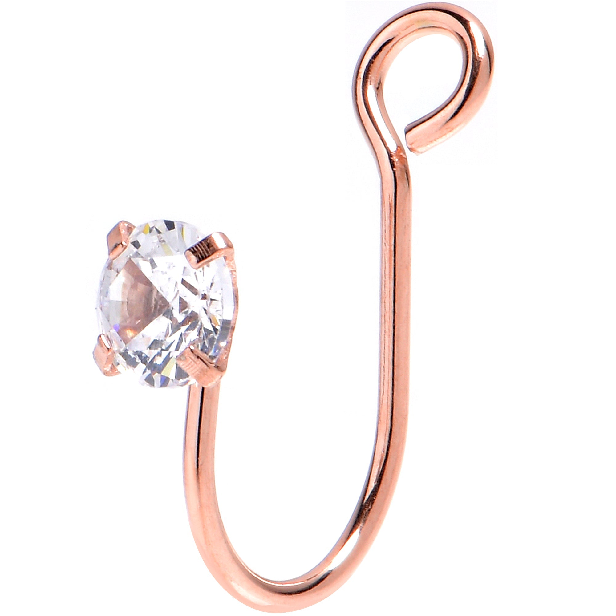 BodyCandy Rose Gold Stainless Steel CZ Clip on Fake Nose Ring — lifestyle context