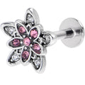 BodyCandy 16G 5/16 Pink Clear CZ Gem Snowflake Flower Labret Monroe Tragus — main product shot