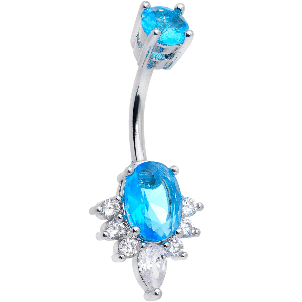 BodyCandy Blue Clear Gem Oh So Ornate Oval Double Mount Belly Ring — main product shot