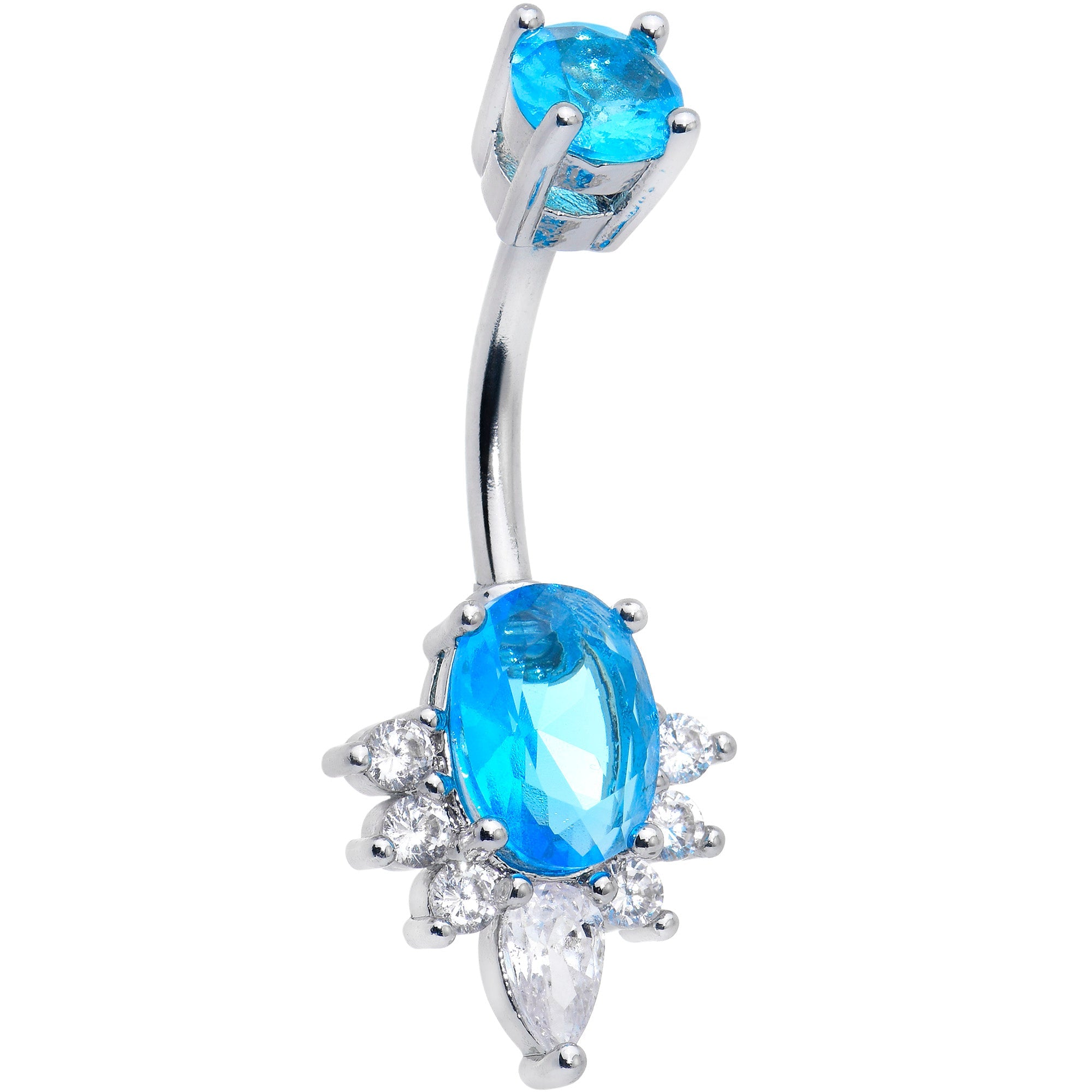 BodyCandy Blue Clear Gem Oh So Ornate Oval Double Mount Belly Ring — main product shot