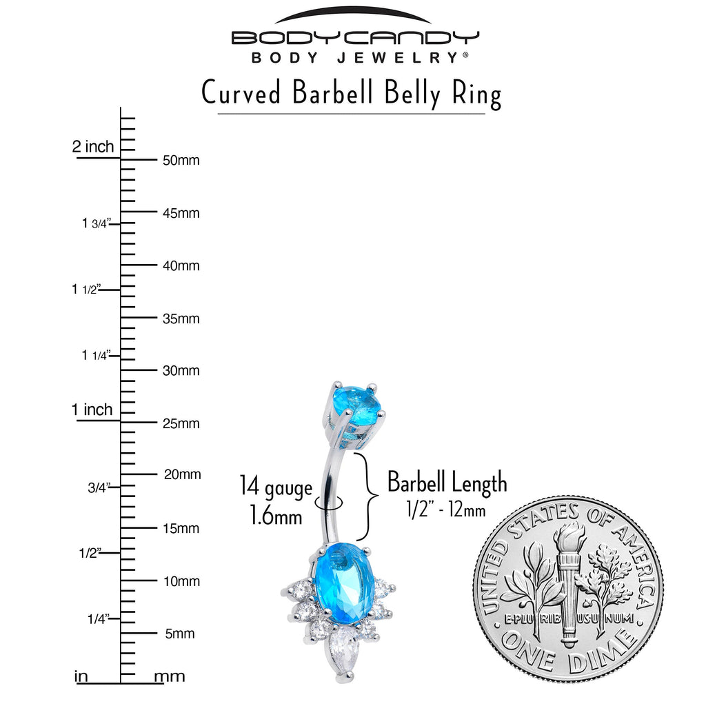 BodyCandy Blue Clear Gem Oh So Ornate Oval Double Mount Belly Ring — lifestyle context