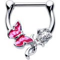 BodyCandy 16G 5/6 Clear CZ Gem Butterfly Rose Flower Pink Cartilage Clicker — main product shot