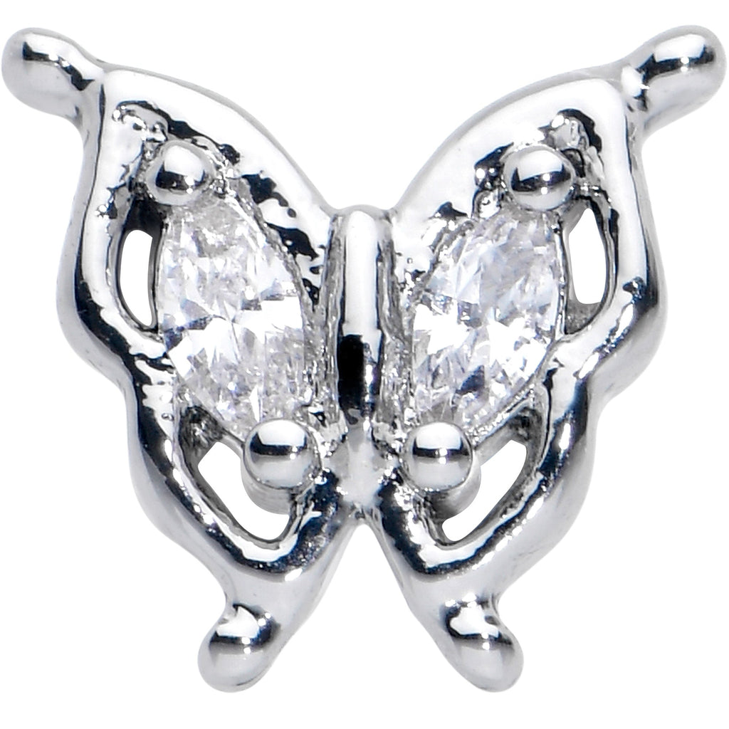 BodyCandy 16G 1/4 Clear Gem Fancy Fab Butterfly Cartilage Tragus Earring — detail close-up