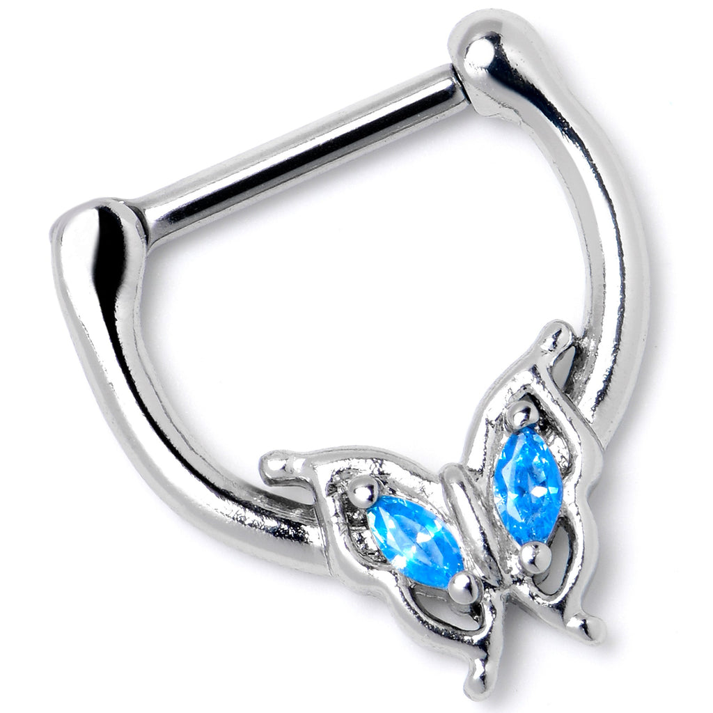 BodyCandy 16G 5/16 Blue Gem Fancy Fab Butterfly Cartilage Clicker — lifestyle context