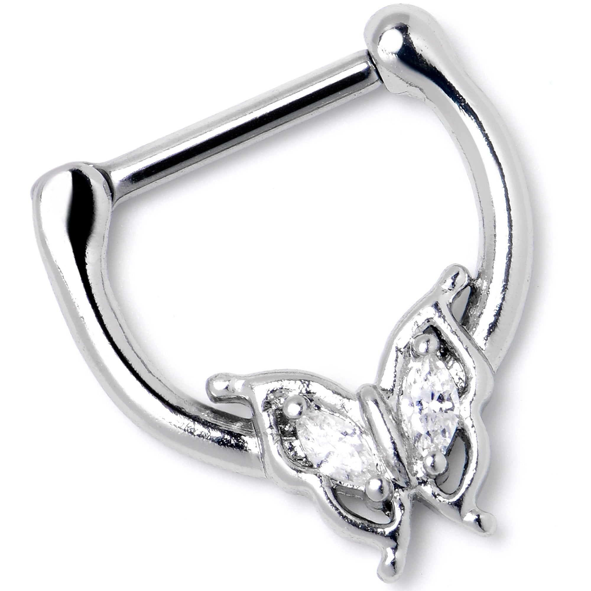 BodyCandy 16G 5/16 Clear Gem Fancy Fab Butterfly Cartilage Clicker — lifestyle context
