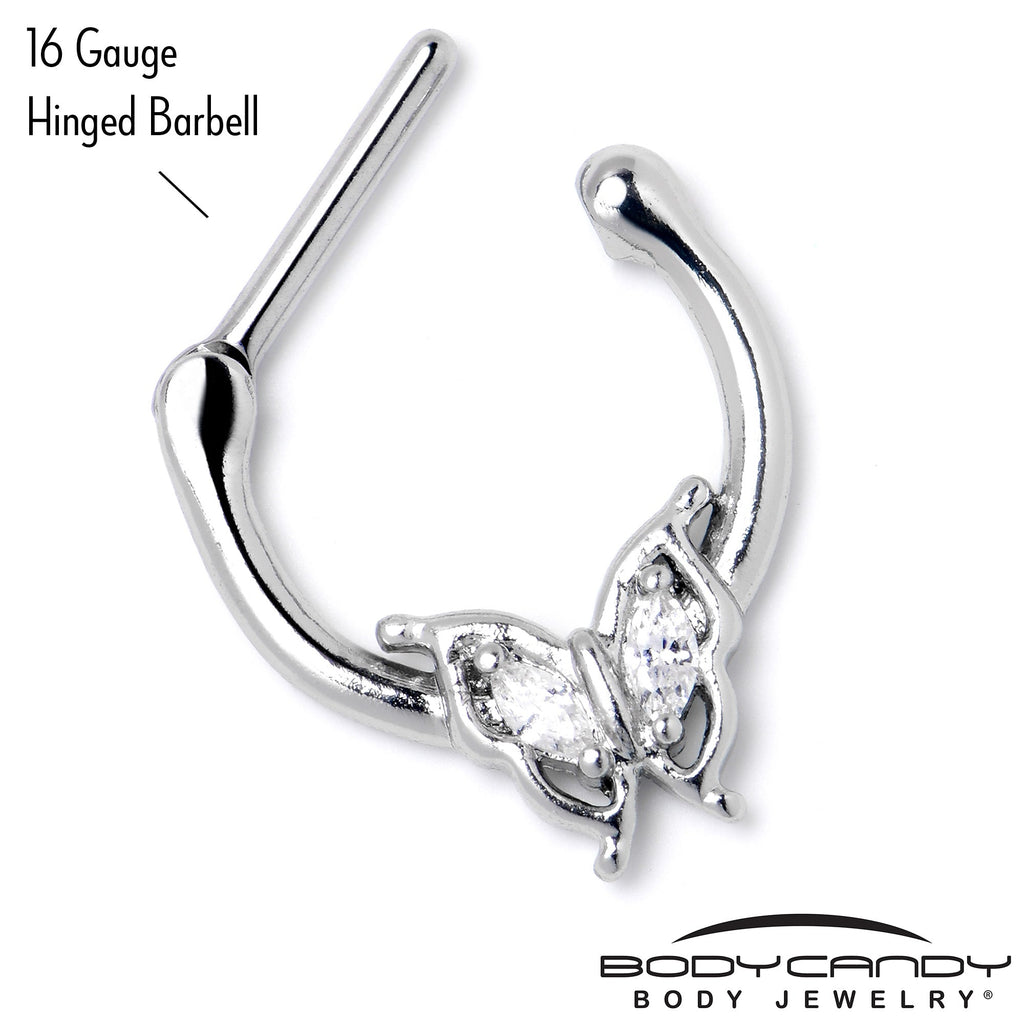 BodyCandy 16G 5/16 Clear Gem Fancy Fab Butterfly Cartilage Clicker — side view
