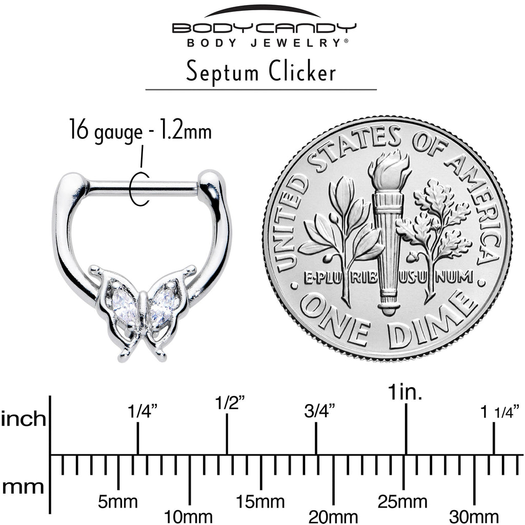 BodyCandy 16G 5/16 Clear Gem Fancy Fab Butterfly Cartilage Clicker — back view
