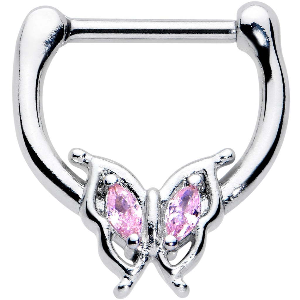 BodyCandy 16G 5/16 Pink Gem Fancy Fab Butterfly Cartilage Clicker — main product shot
