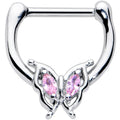 BodyCandy 16G 5/16 Pink Gem Fancy Fab Butterfly Cartilage Clicker — main product shot