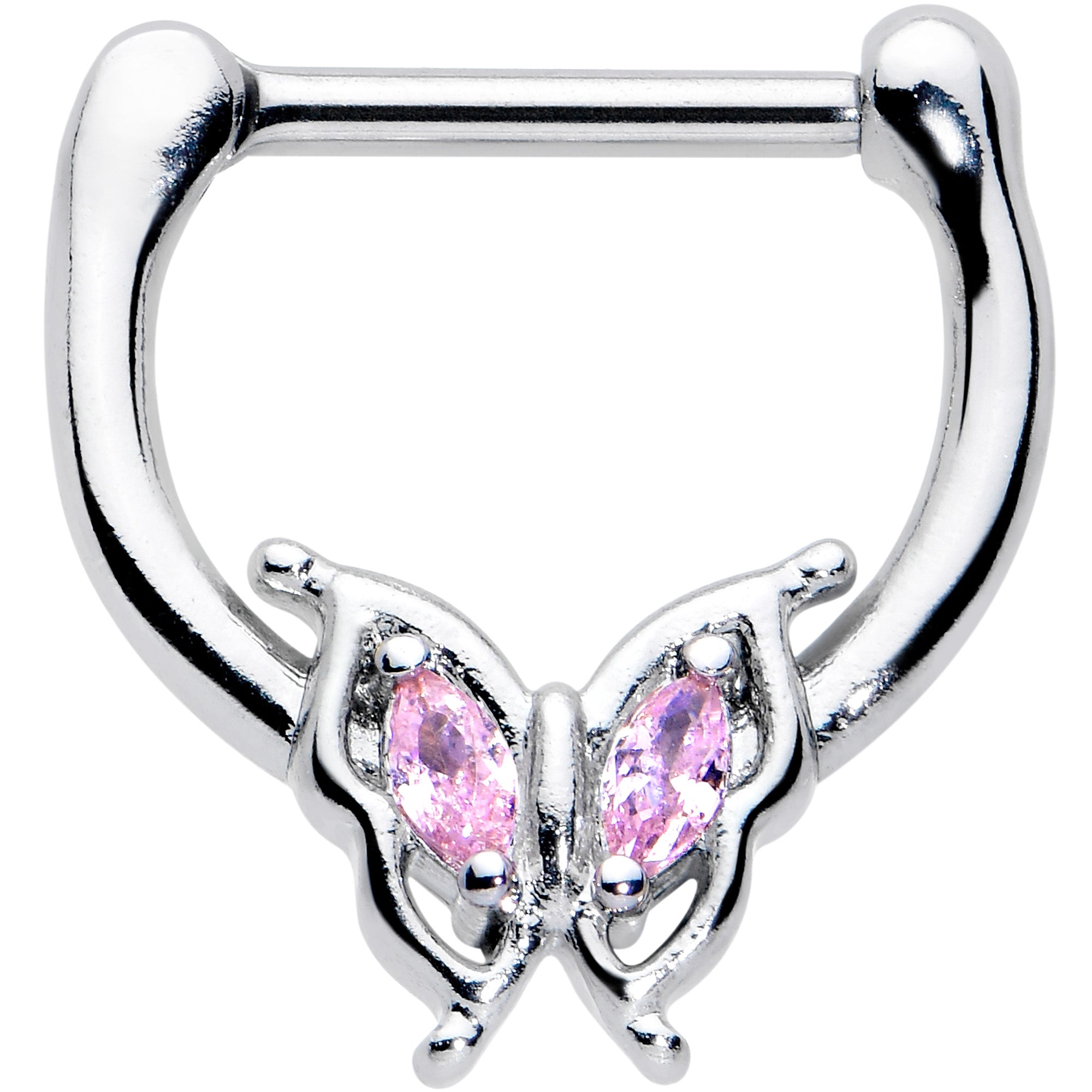 BodyCandy 16G 5/16 Pink Gem Fancy Fab Butterfly Cartilage Clicker — main product shot