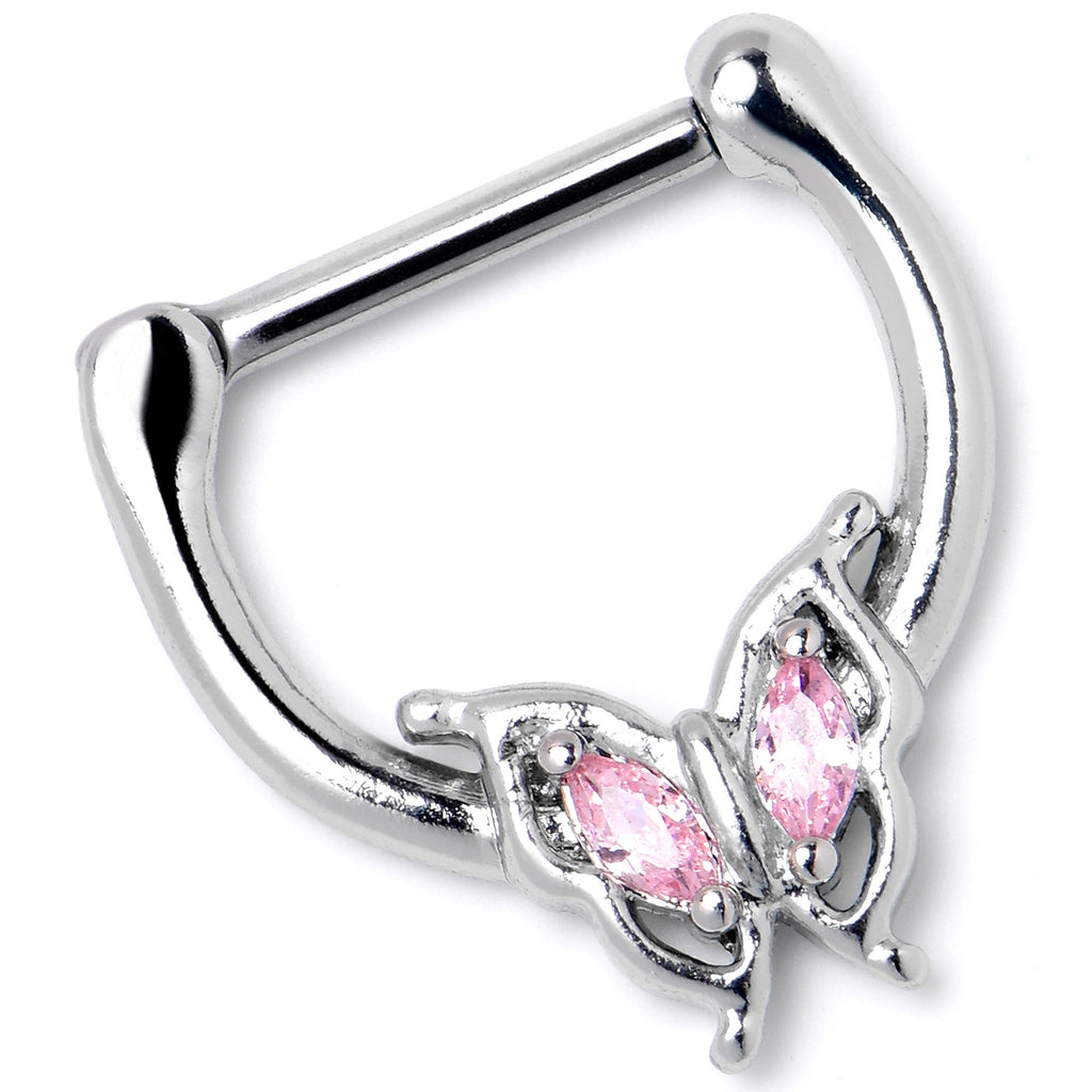 BodyCandy 16G 5/16 Pink Gem Fancy Fab Butterfly Cartilage Clicker — lifestyle context