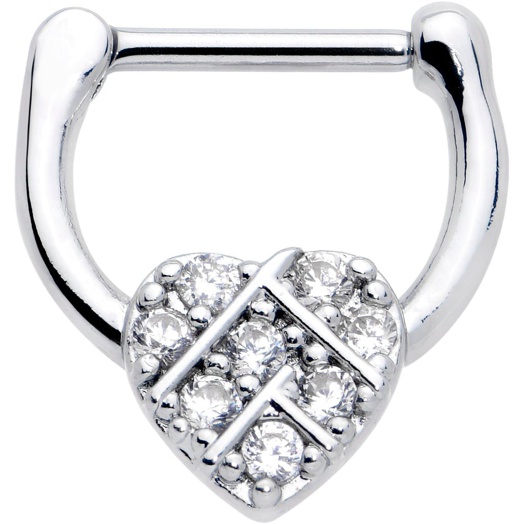 BodyCandy 16G 1/4 Clear CZ Gem Lattice Heart Cartilage Clicker — main product shot