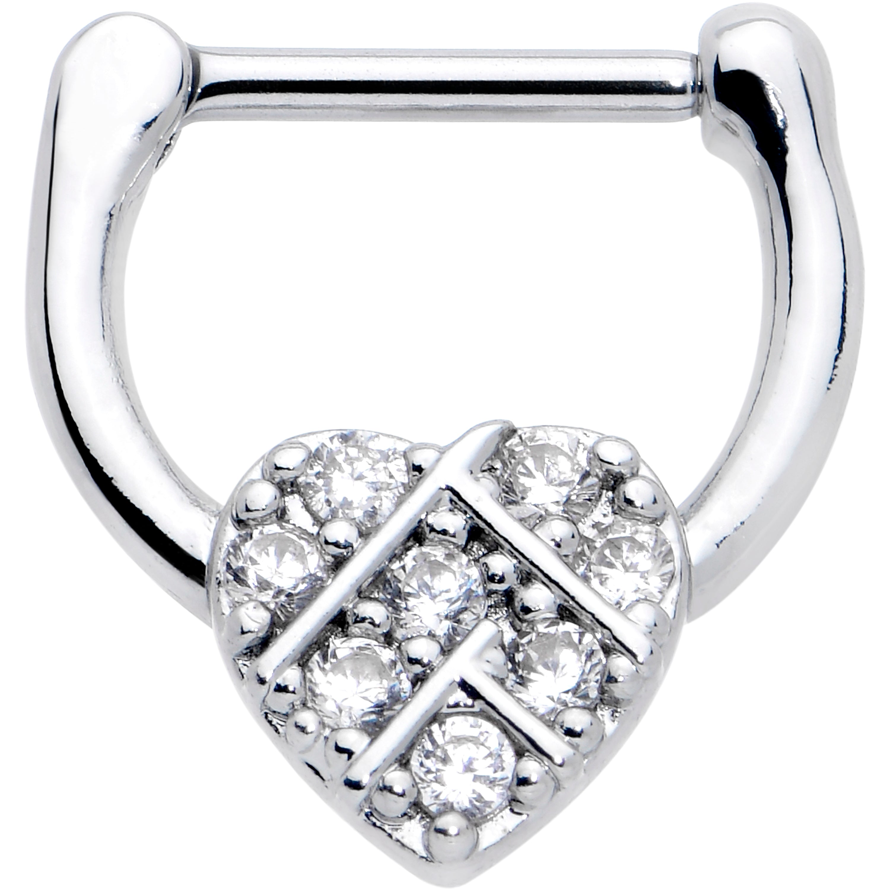 BodyCandy 16G 1/4 Clear CZ Gem Lattice Heart Cartilage Clicker — main product shot