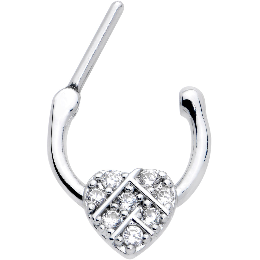BodyCandy 16G 1/4 Clear CZ Gem Lattice Heart Cartilage Clicker — detail close-up