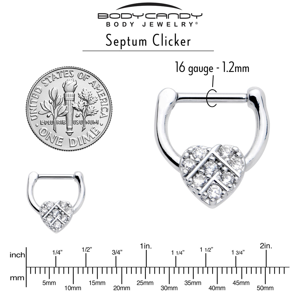 BodyCandy 16G 1/4 Clear CZ Gem Lattice Heart Cartilage Clicker — lifestyle context