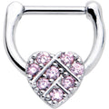 BodyCandy 16G 1/4 Pink CZ Gem Lattice Heart Cartilage Clicker — main product shot