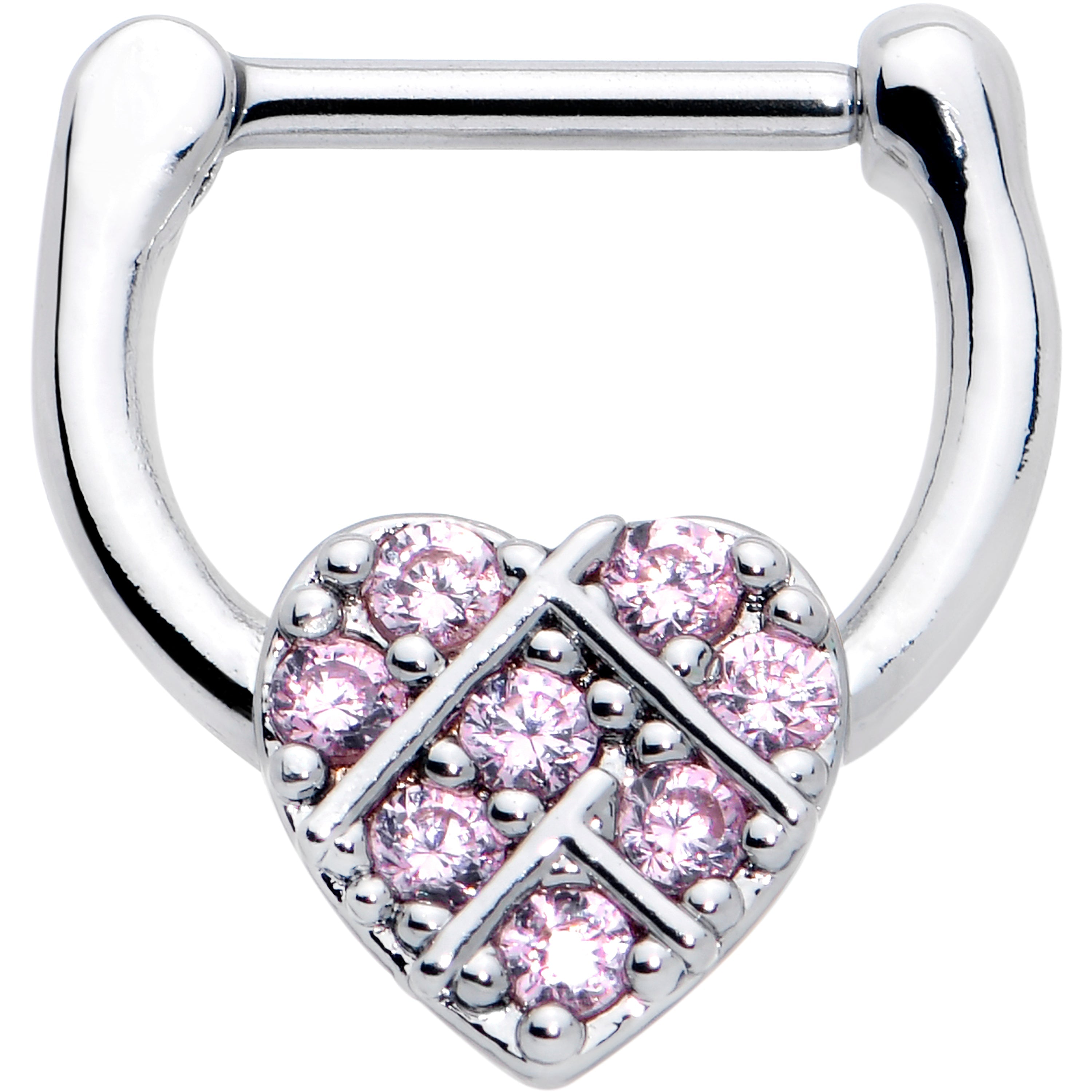 BodyCandy 16G 1/4 Pink CZ Gem Lattice Heart Cartilage Clicker — main product shot