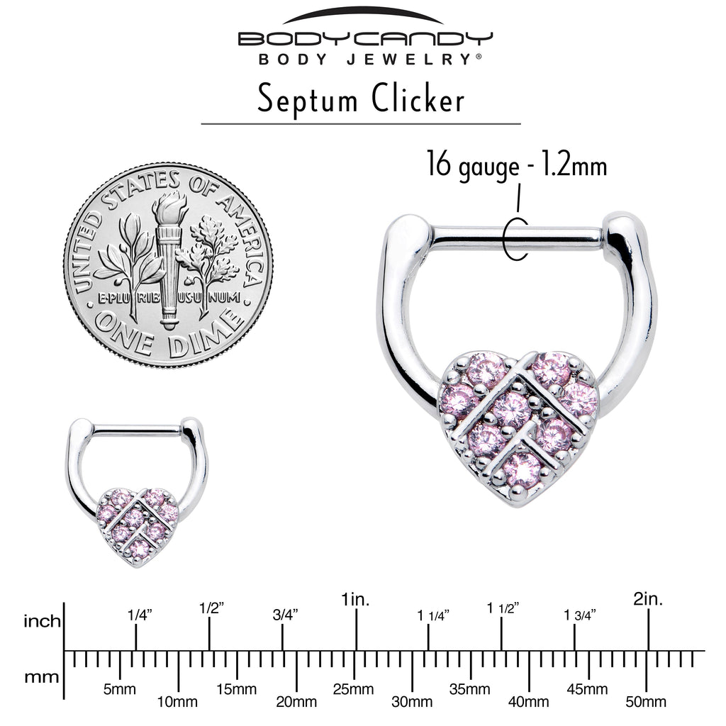 BodyCandy 16G 1/4 Pink CZ Gem Lattice Heart Cartilage Clicker — lifestyle context