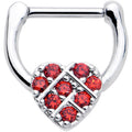 BodyCandy 16G 1/4 Red CZ Gem Lattice Heart Cartilage Clicker — main product shot