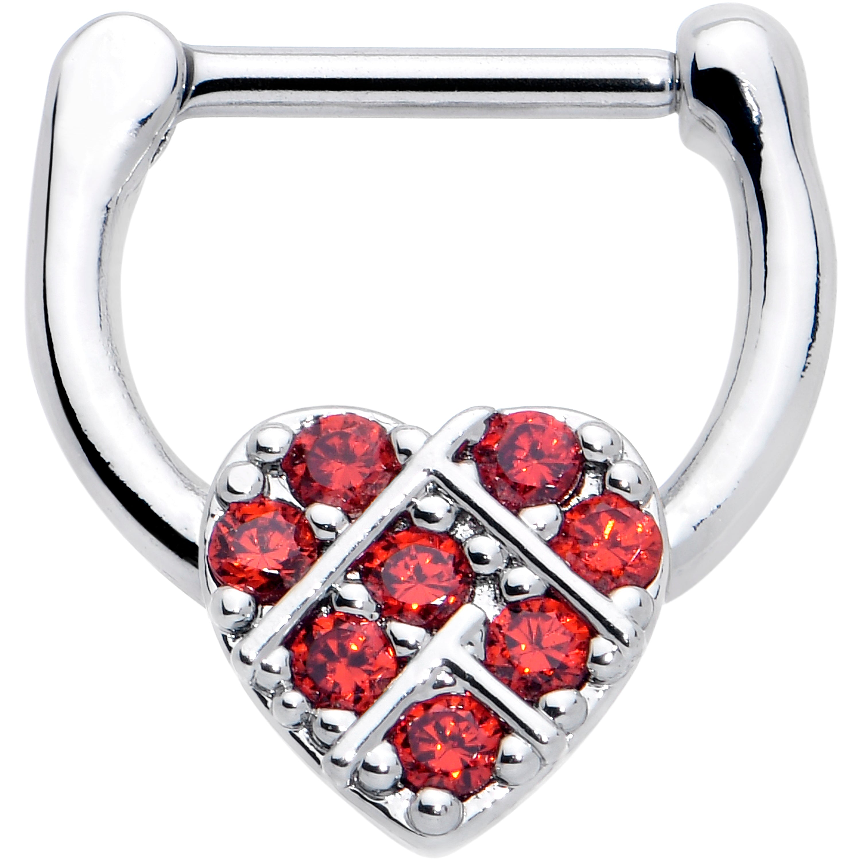 BodyCandy 16G 1/4 Red CZ Gem Lattice Heart Cartilage Clicker — main product shot