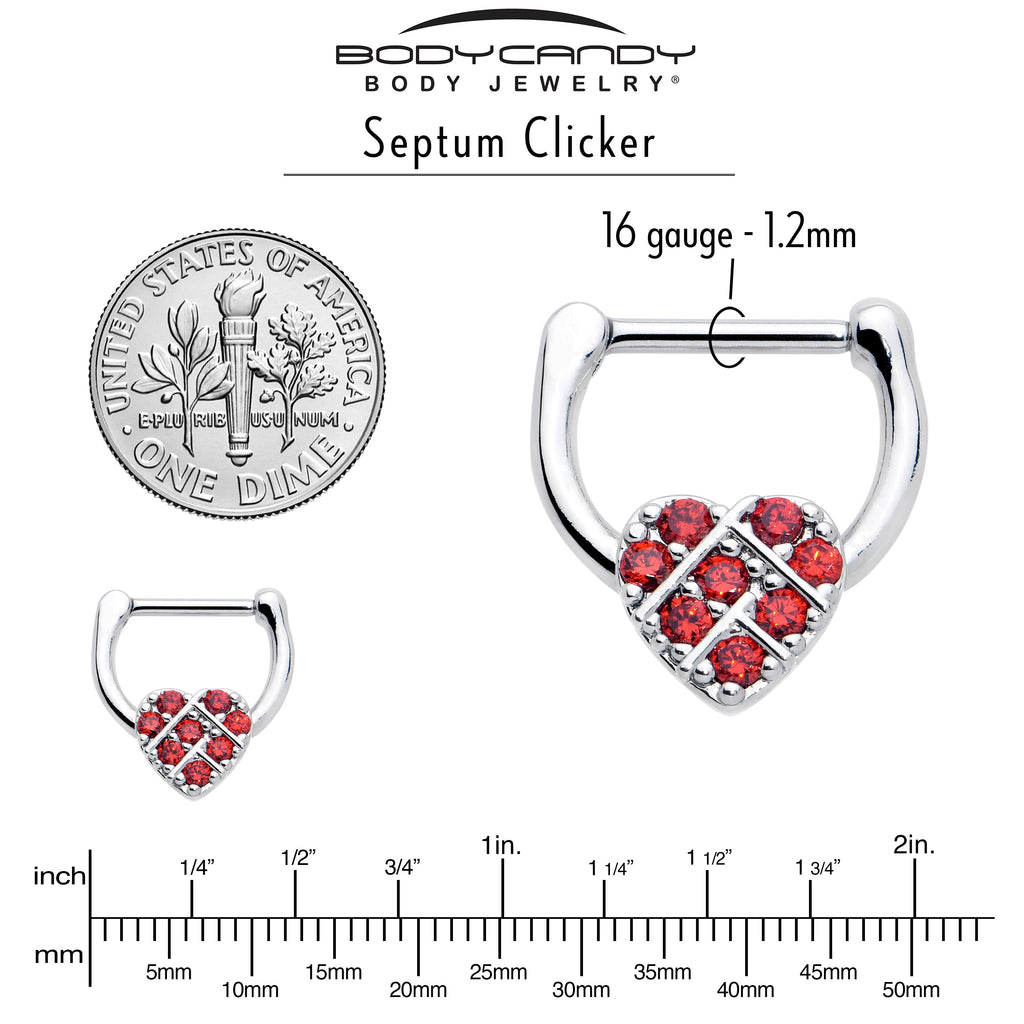 BodyCandy 16G 1/4 Red CZ Gem Lattice Heart Cartilage Clicker — lifestyle context