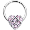 BodyCandy 16G 3/8 Pink CZ Gem Lattice Heart Hinged Segment Ring — main product shot