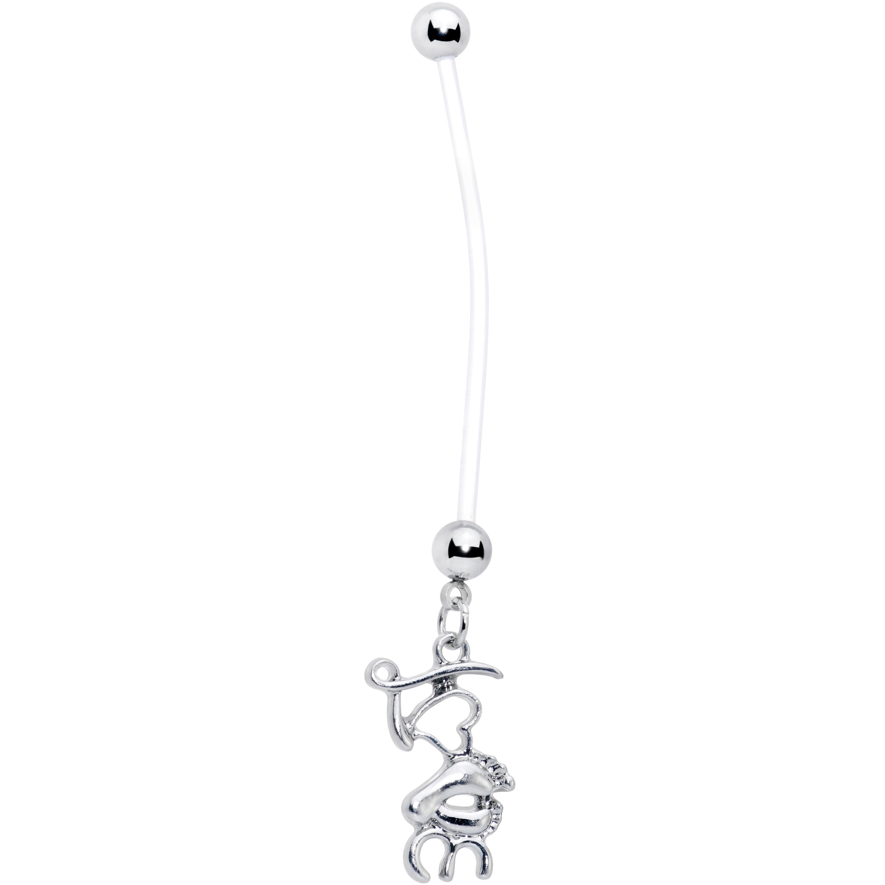 BodyCandy Bioplast PTFE Love Little Baby Feet Dangle Pregnancy Belly Ring — main product shot