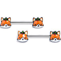 BodyCandy 14G 9/16 Holly Holiday Fox Barbell Nipple Ring Set — main product shot