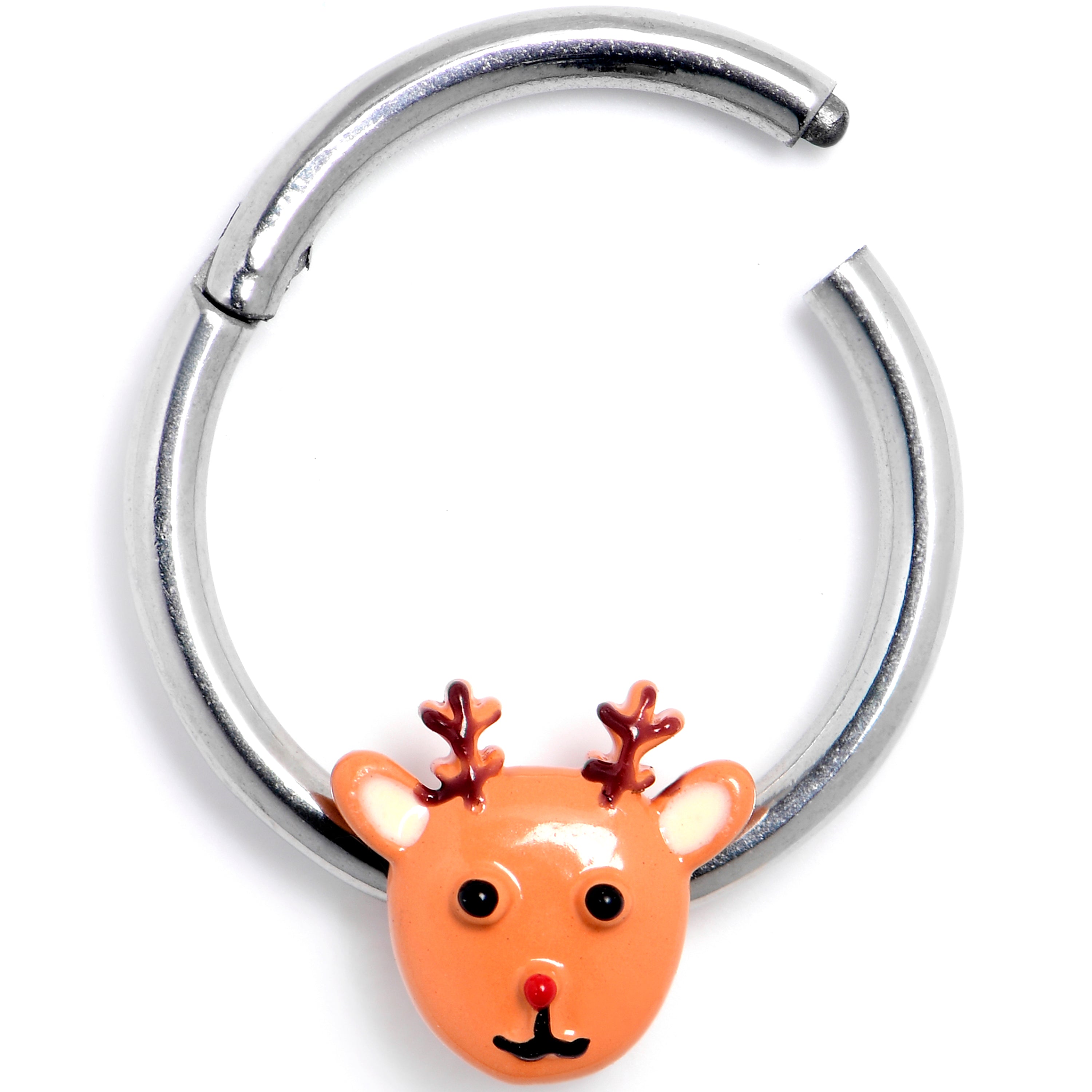 BodyCandy 16G 3/8 Santa's Reindeer Hinged Segment Ring — main product shot