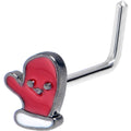 BodyCandy 20G 7mm Winter Mitten Red White L Shape Nose Ring — main product shot