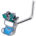 BodyCandy 20G 7mm Festive Blue Christmas Stocking L Shape Nose Ring — main product shot