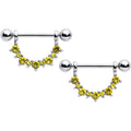 BodyCandy 14G 9/16 Yellow CZ Gem November Birthstone Dangle Nipple Shield Set — main product shot