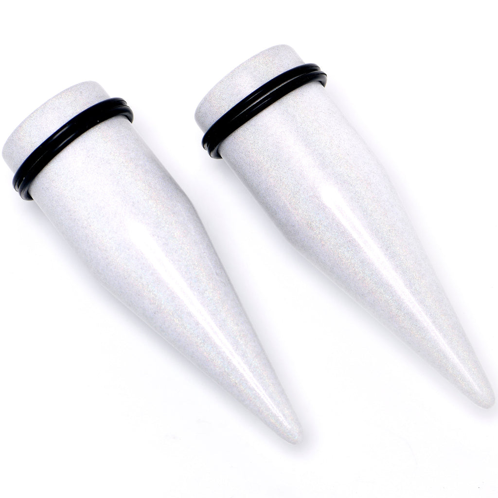 BodyCandy White Shimmer Acrylic Straight Taper Set 6mm to 20mm Sizes — packaging