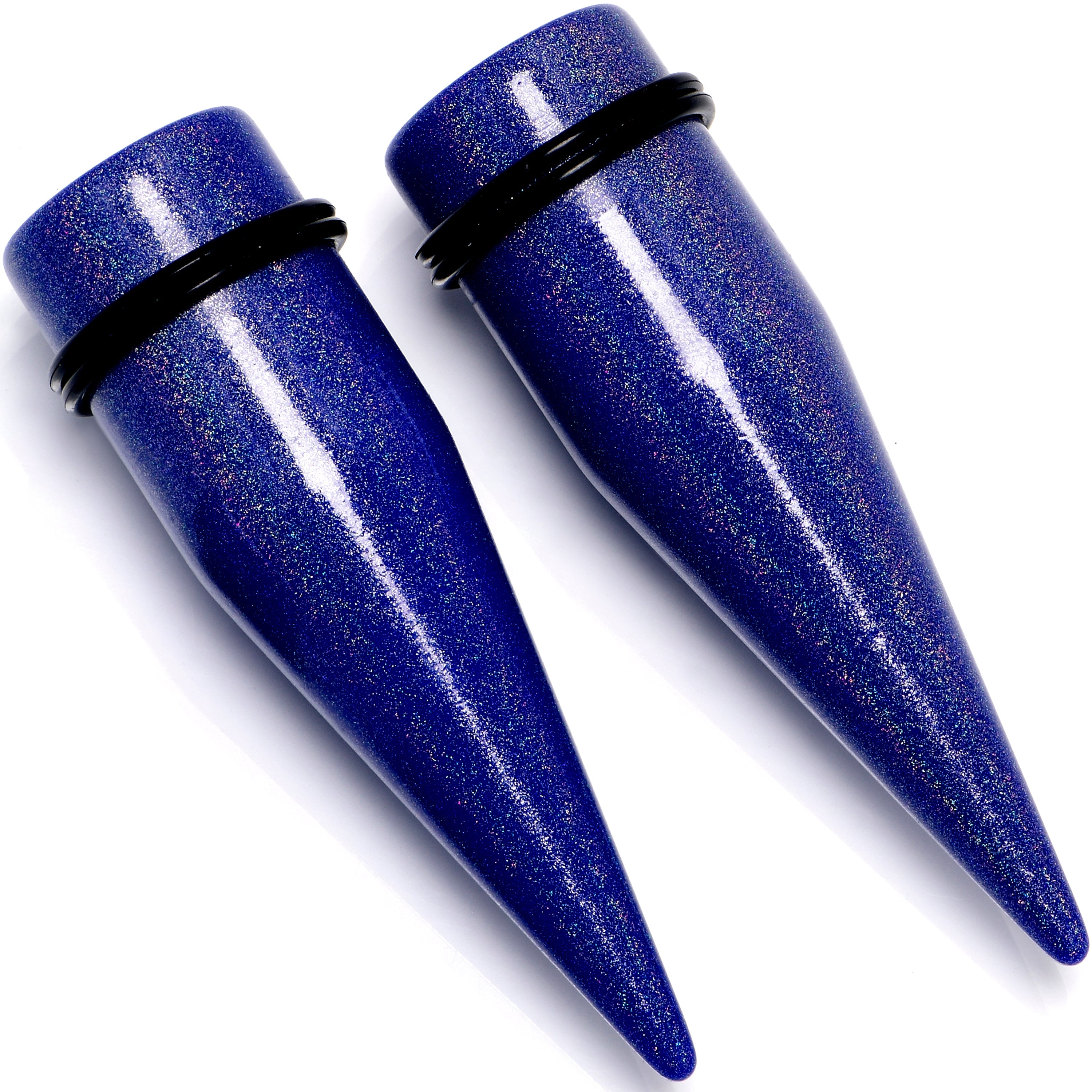 BodyCandy Blue Shimmer Acrylic Straight Taper Set 6mm to 20mm Sizes — color detail